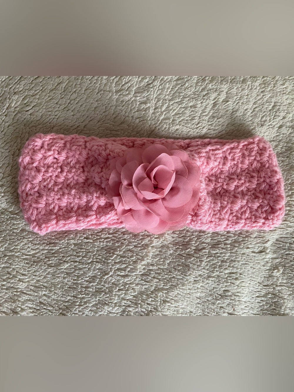 Light Pink Crochet Flower Headband for Women